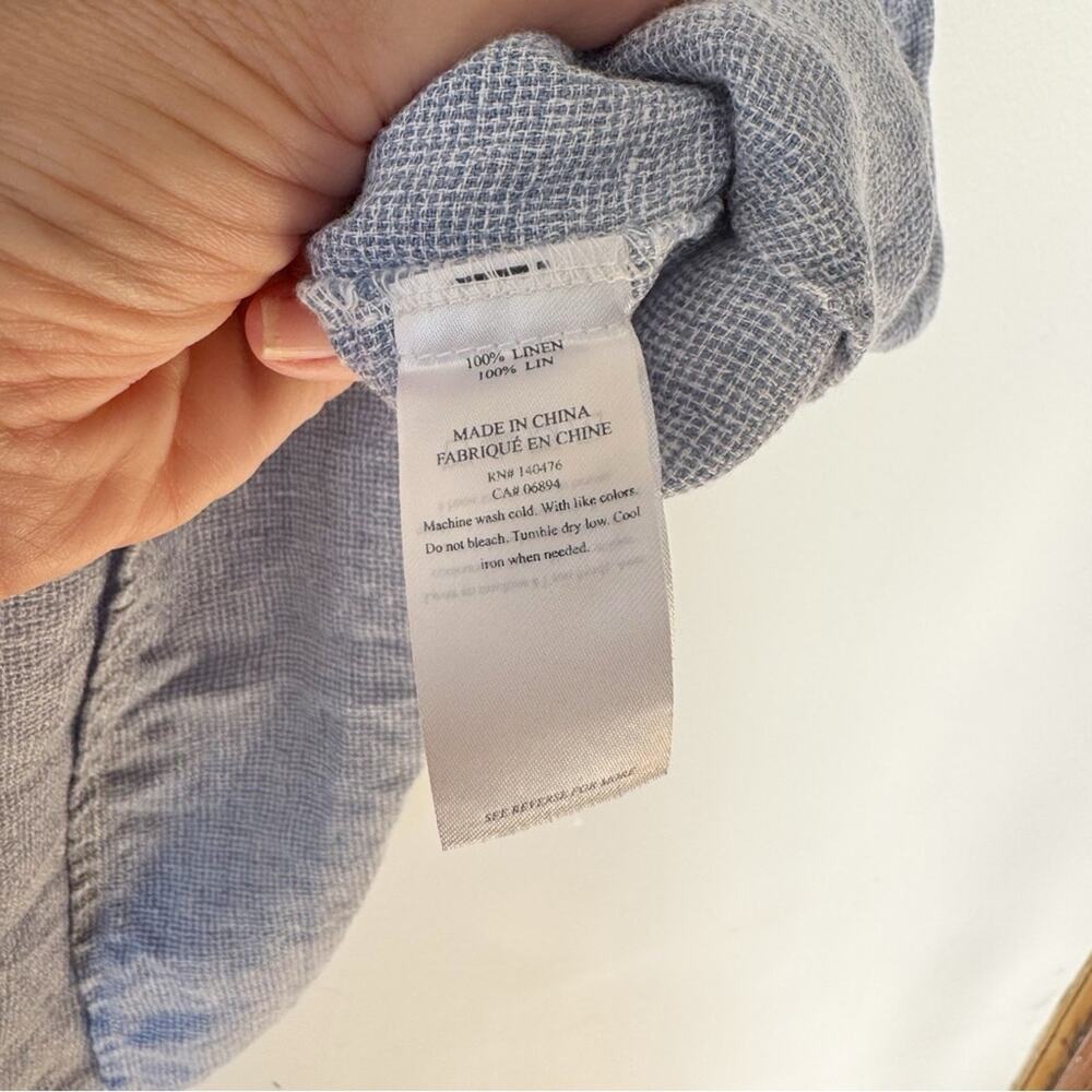 Faherty Hana Blue Basketweave Linen Shift Shirt Dress Pockets XS - Picture 10 of 11